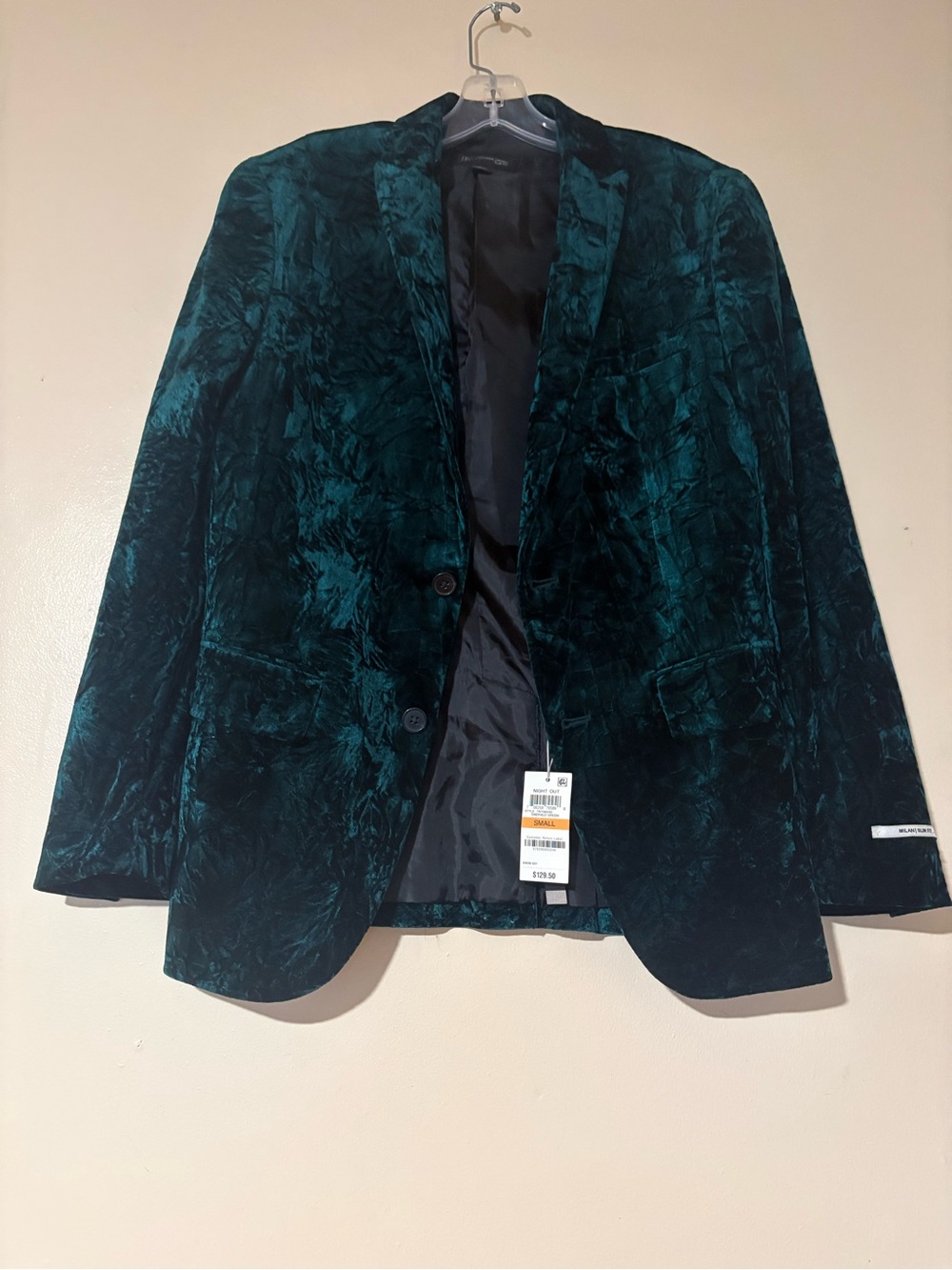 INC International Concepts Dark Teal Crushed Velvet Blazer